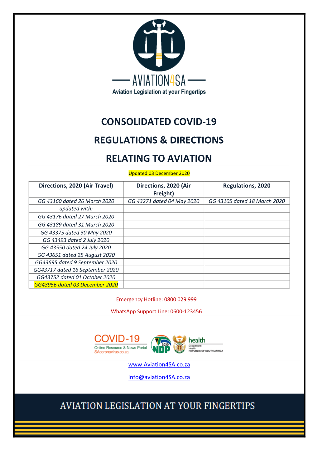 Consolidated Covid-19 Regulations & Directions