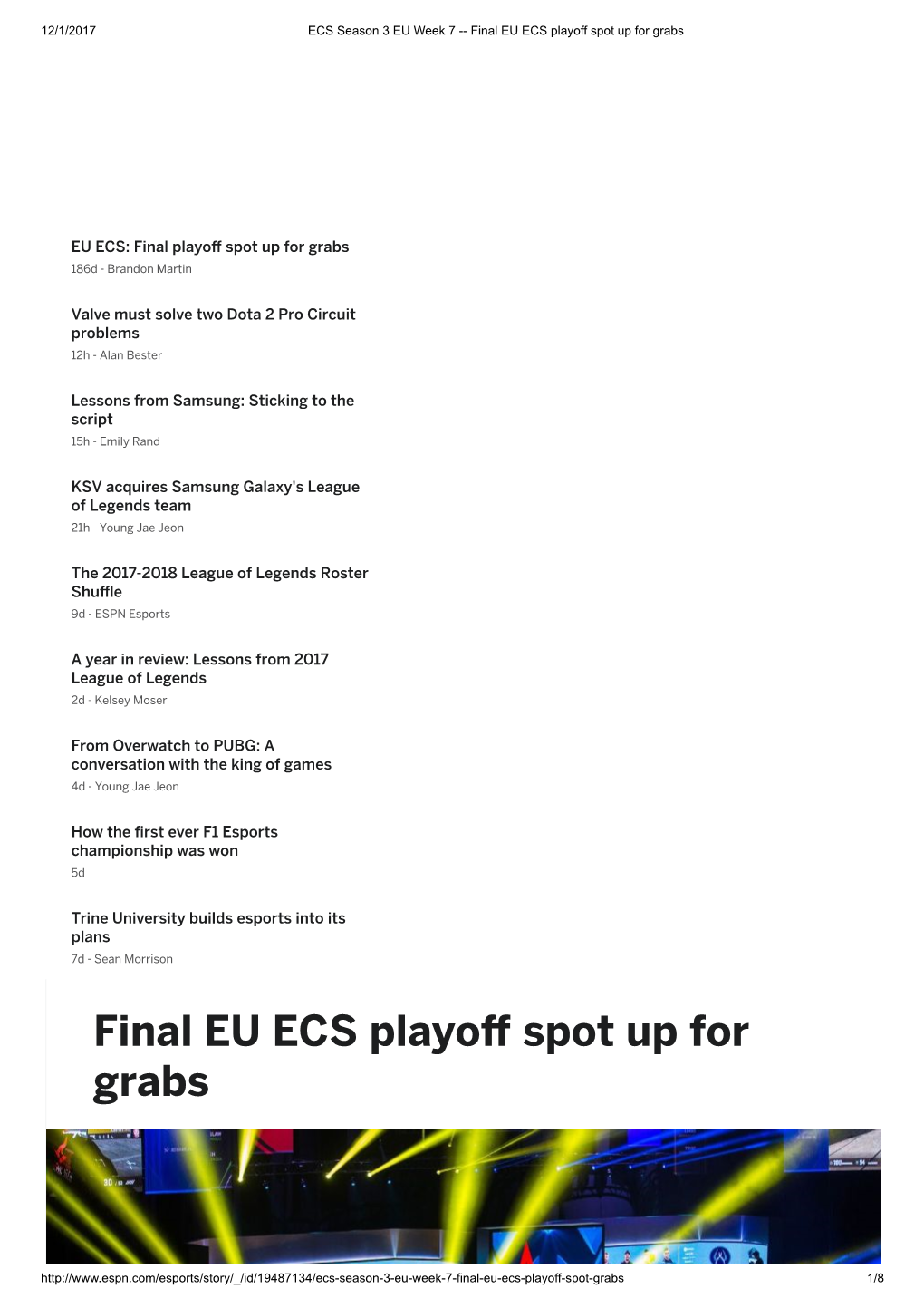 Final EU ECS Playoff Spot up for Grabs