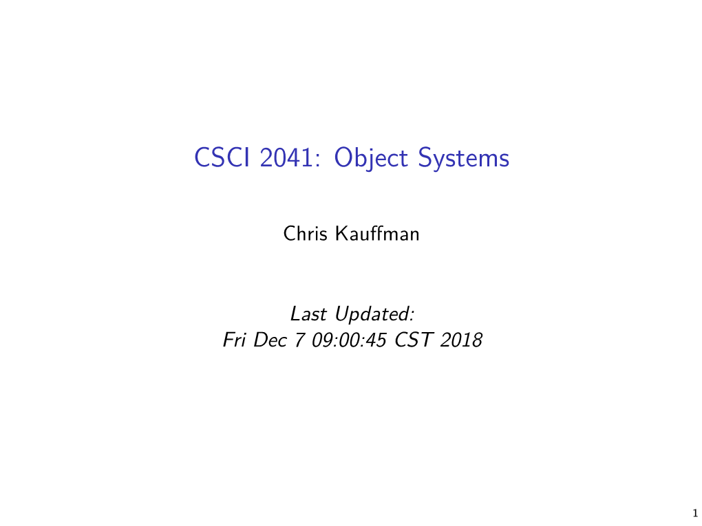 CSCI 2041: Object Systems