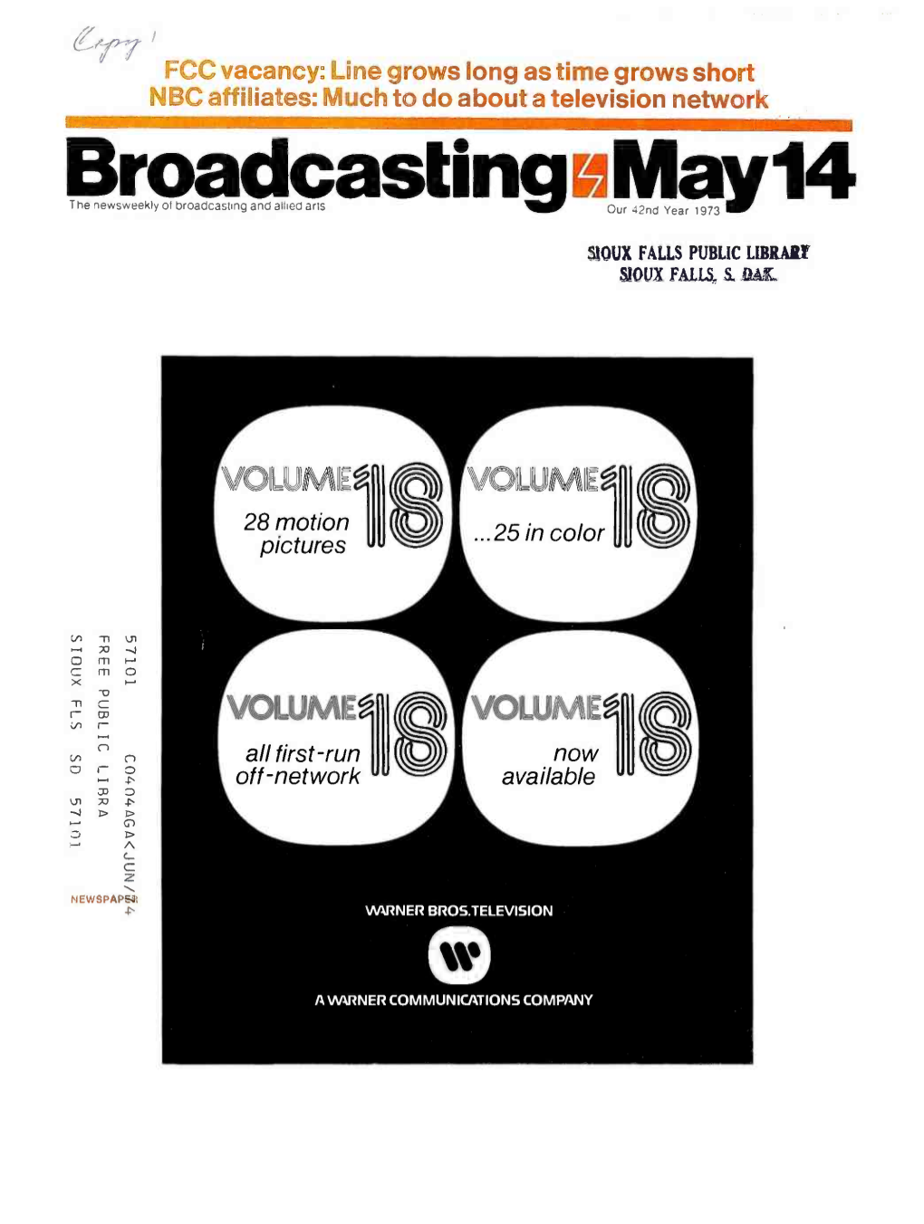 Broadcastingthe Newsweekly 01 Broadcasting and Allied Arts Our 42Nd Yeara 1973