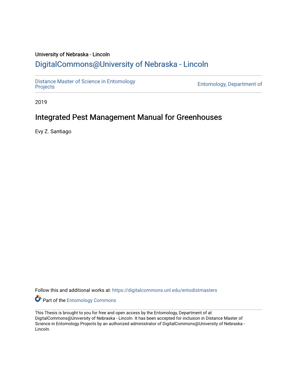 Integrated Pest Management Manual for Greenhouses