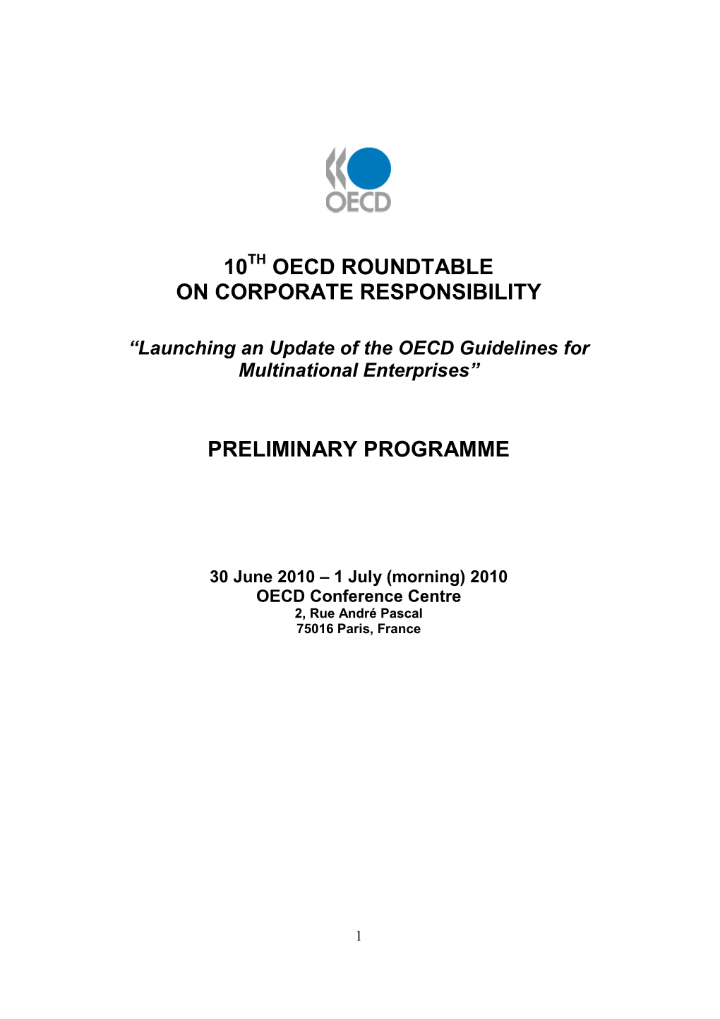 Oecd Roundtable on Corporate Responsibility