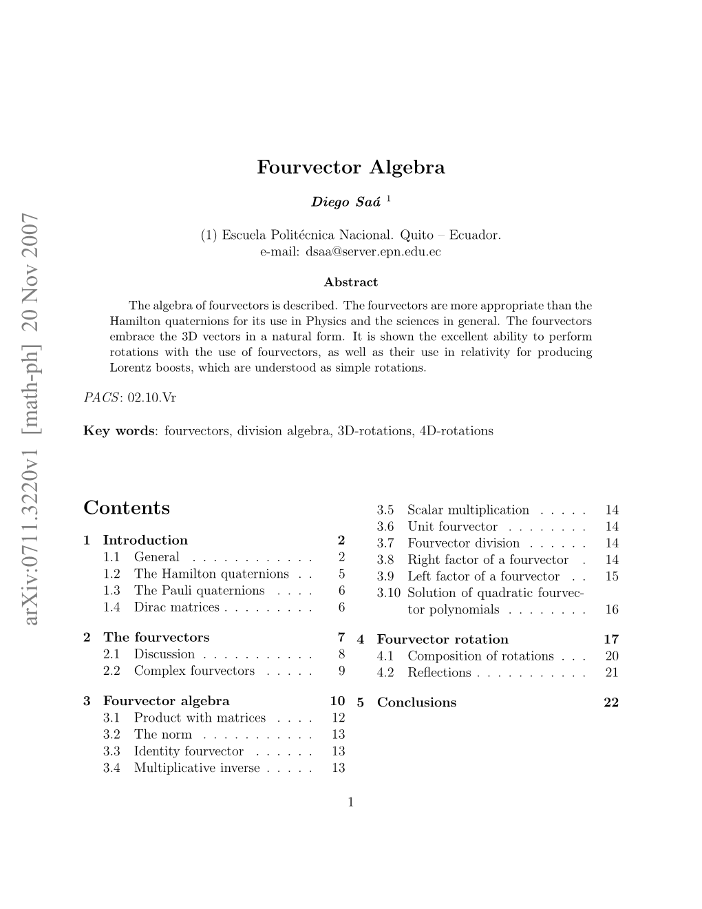 Fourvector Algebra Control [28]