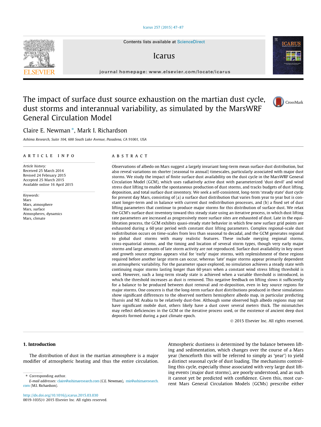 The Impact of Surface Dust Source Exhaustion on the Martian Dust Cycle, Dust Storms and Interannual Variability, As Simulated By