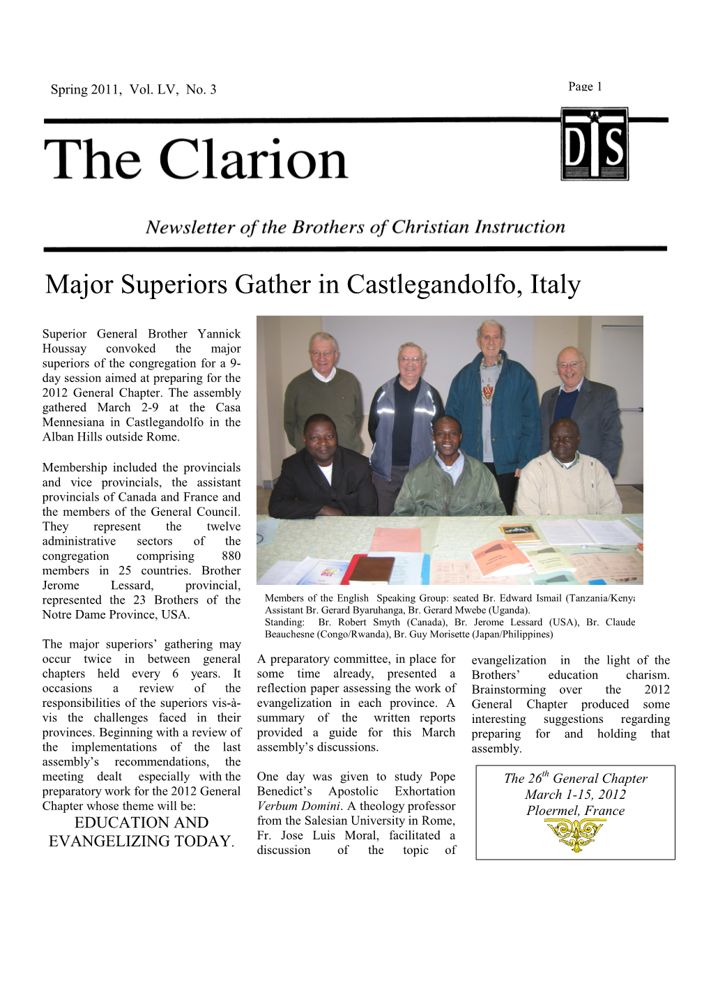 Major Superiors Gather in Castlegandolfo, Italy
