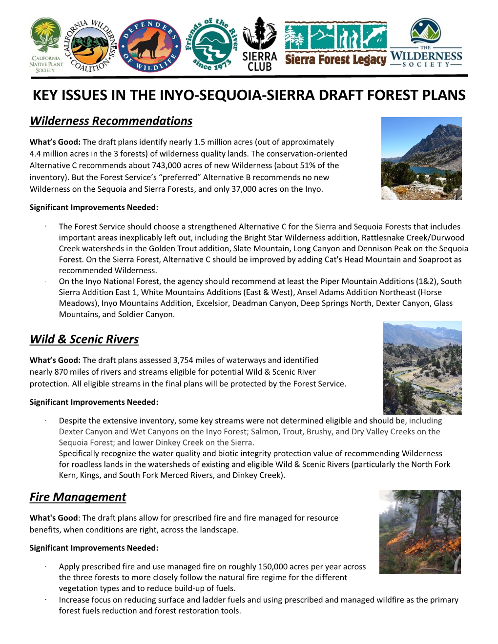 Sierra FPR Coalition Fact Sheet Rev1