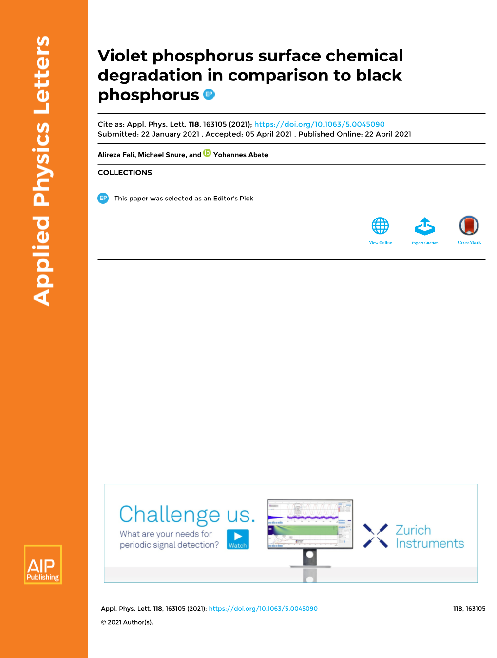 Violet Phosphorus Surface Chemical Degradation in Comparison to Black Phosphorus