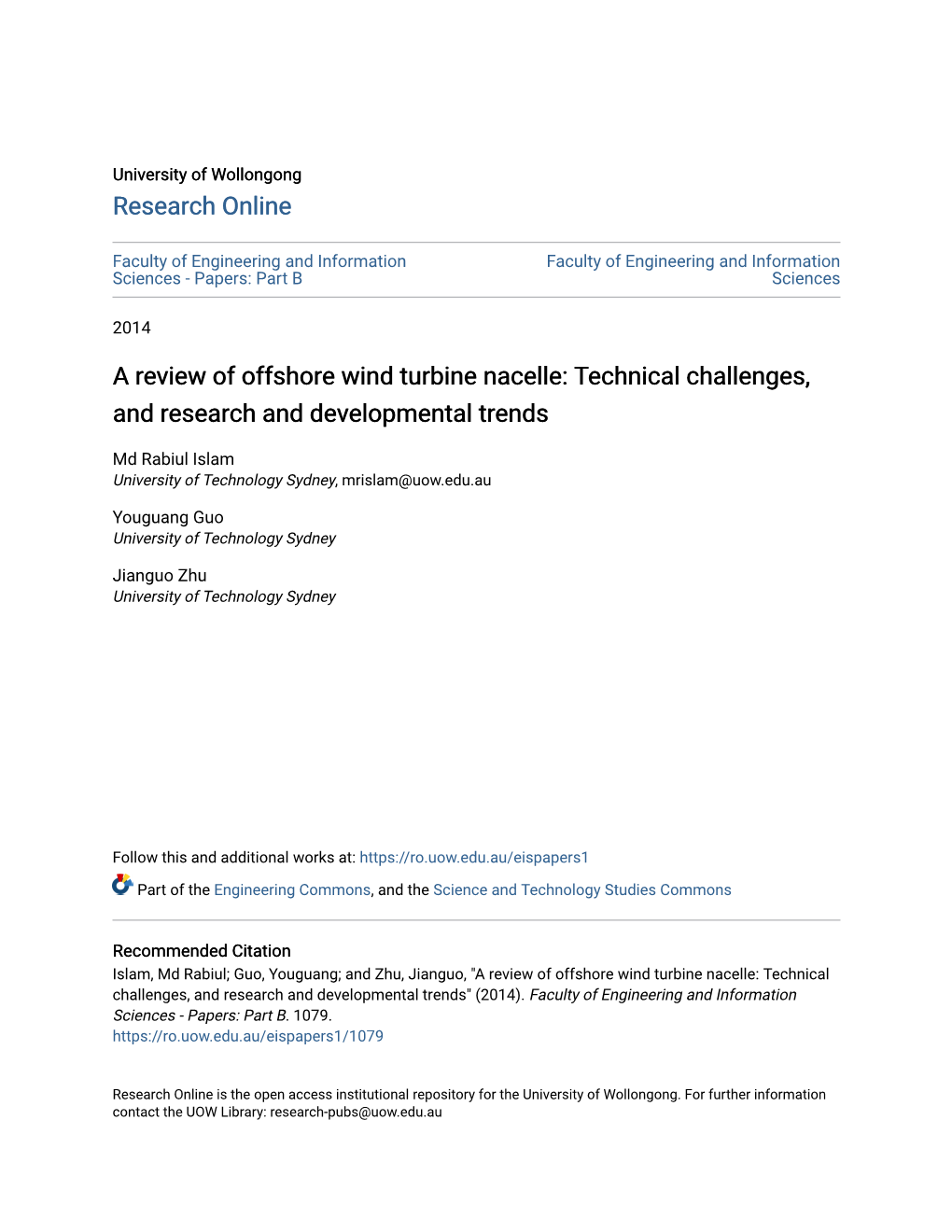A Review of Offshore Wind Turbine Nacelle: Technical Challenges, and Research and Developmental Trends