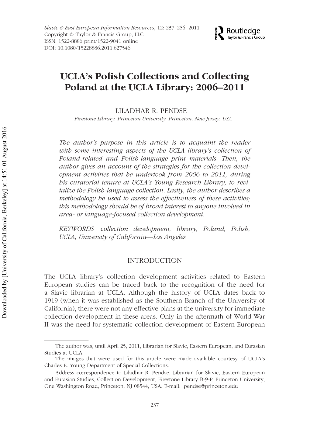 UCLA's Polish Collections and Collecting Poland at the UCLA Library