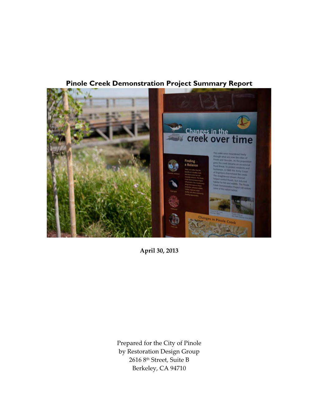 Pinole Creek Demonstration Project Summary Report