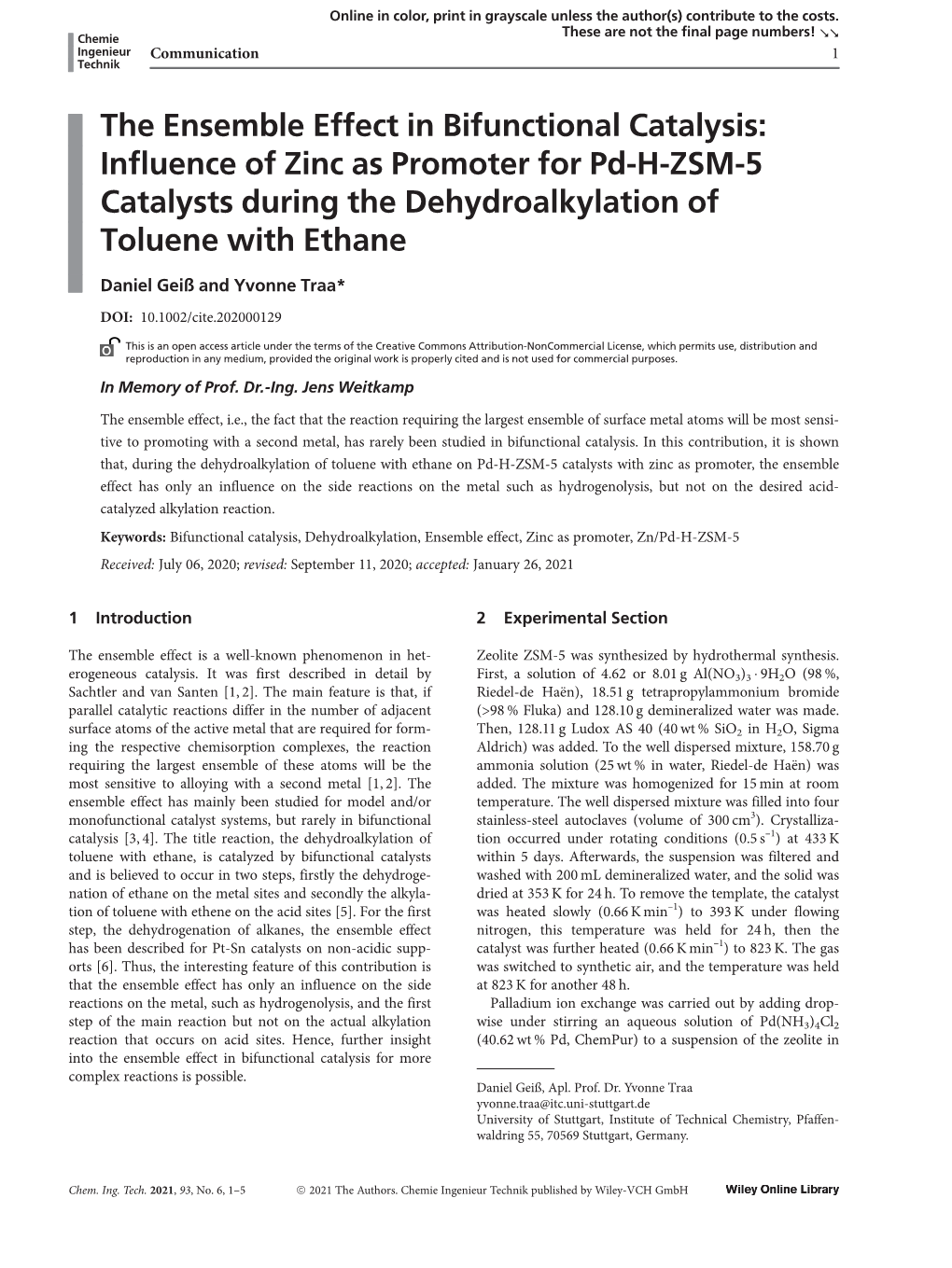 The Ensemble Effect in Bifunctional Catalysis: Influence of Zinc As Promoter for Pd-H-ZSM-5 Catalysts During the Dehydroalkylation of Toluene with Ethane