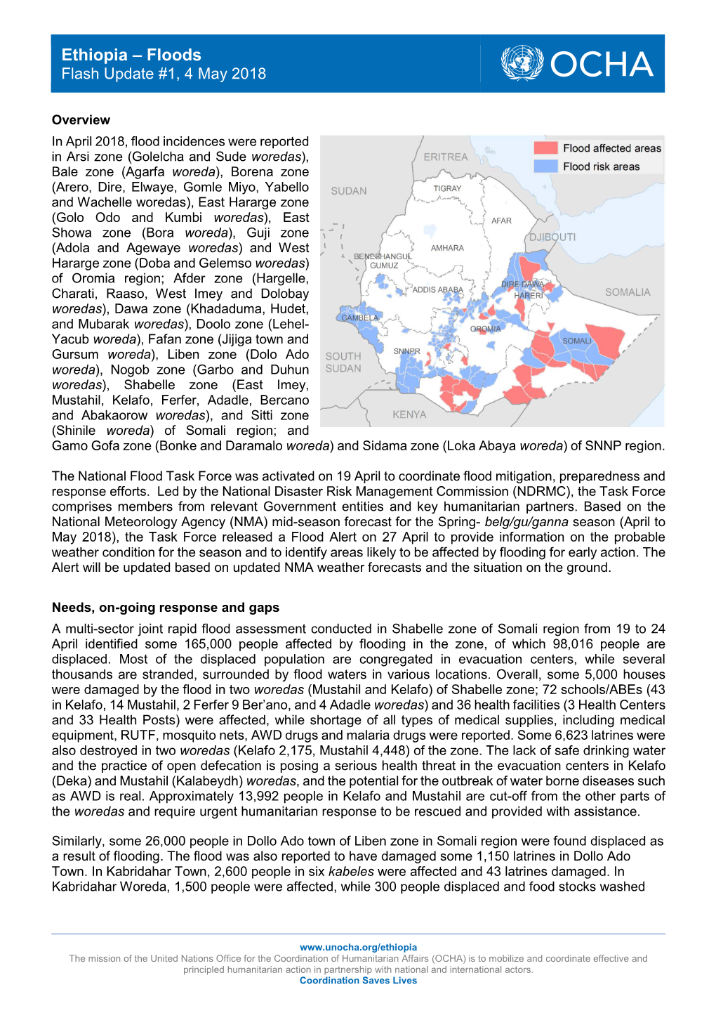 Ethiopia – Floods Flash Update #1, 4 May 2018