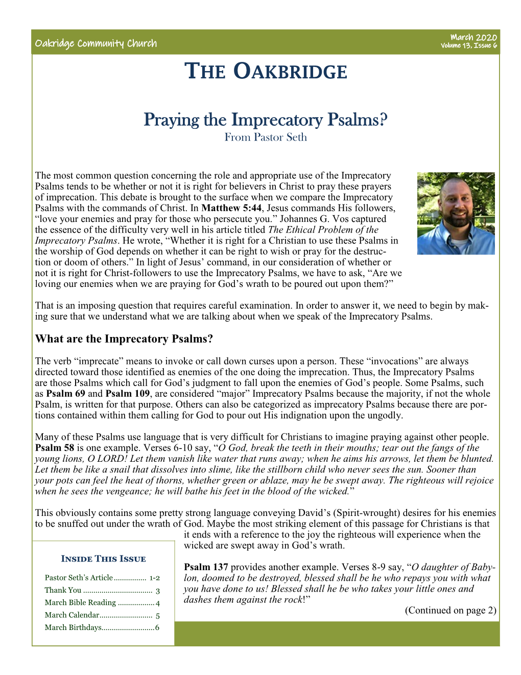Praying the Imprecatory Psalms? from Pastor Seth