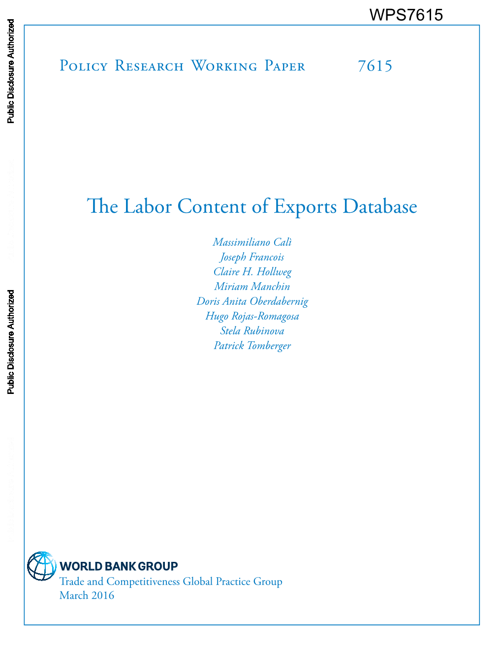 The Labor Content of Exports Database