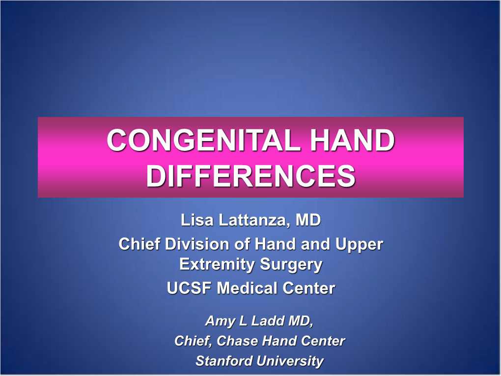 Congenital Hand Differences