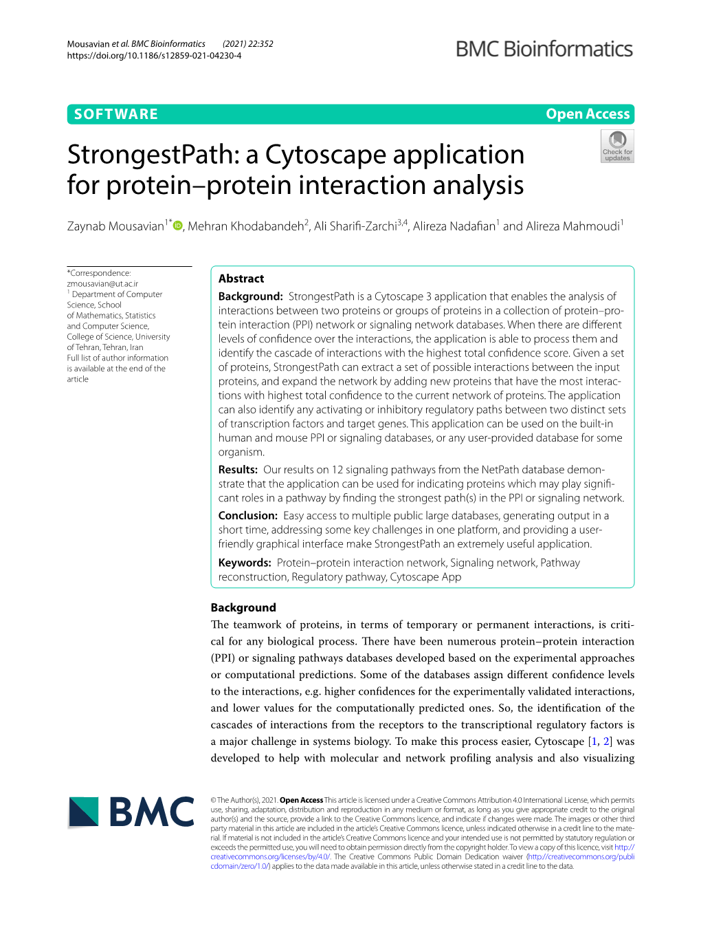 Strongestpath: a Cytoscape Application for Protein–Protein Interaction Analysis