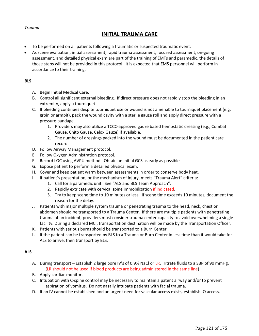 Initial Trauma Care