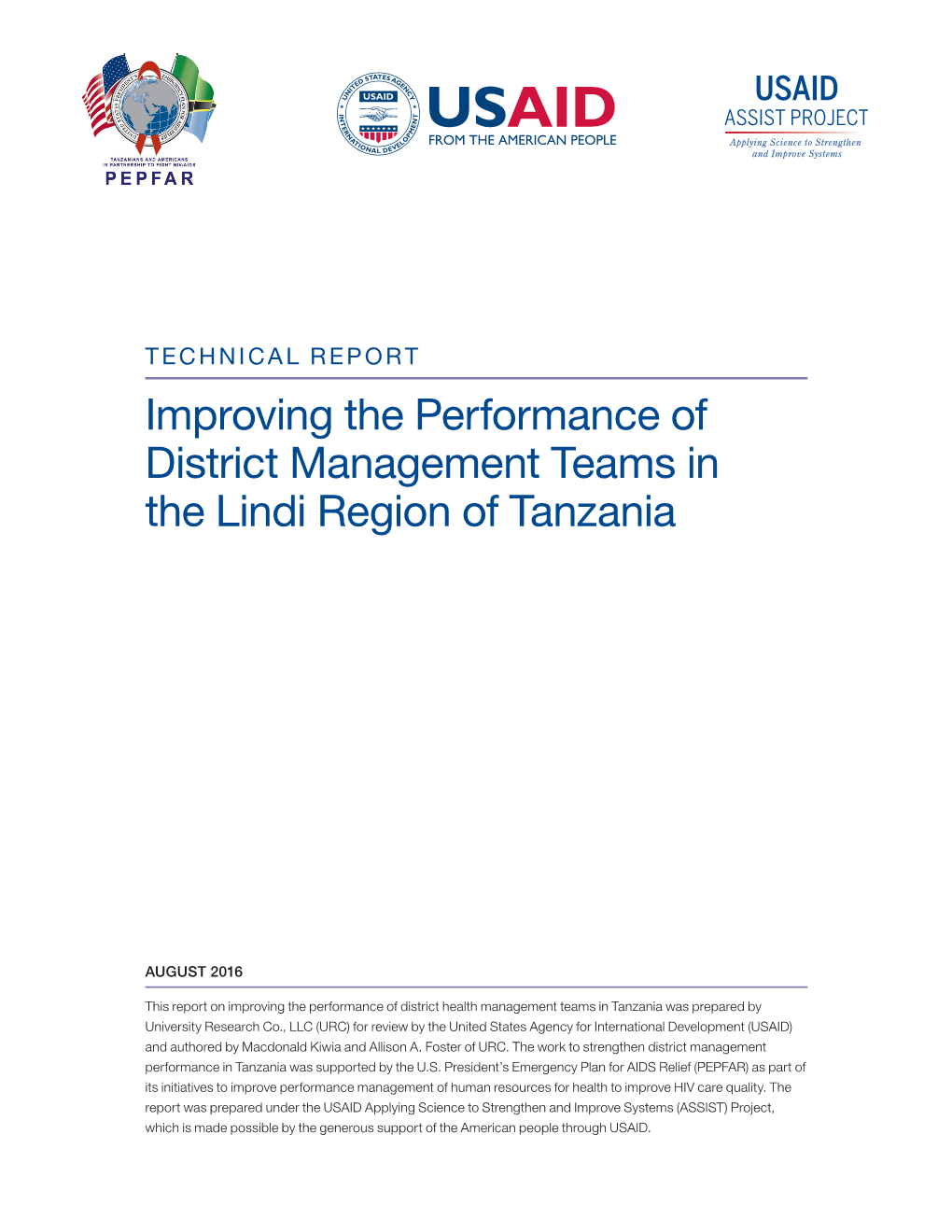 Improving the Performance of District Management Teams in the Lindi Region of Tanzania