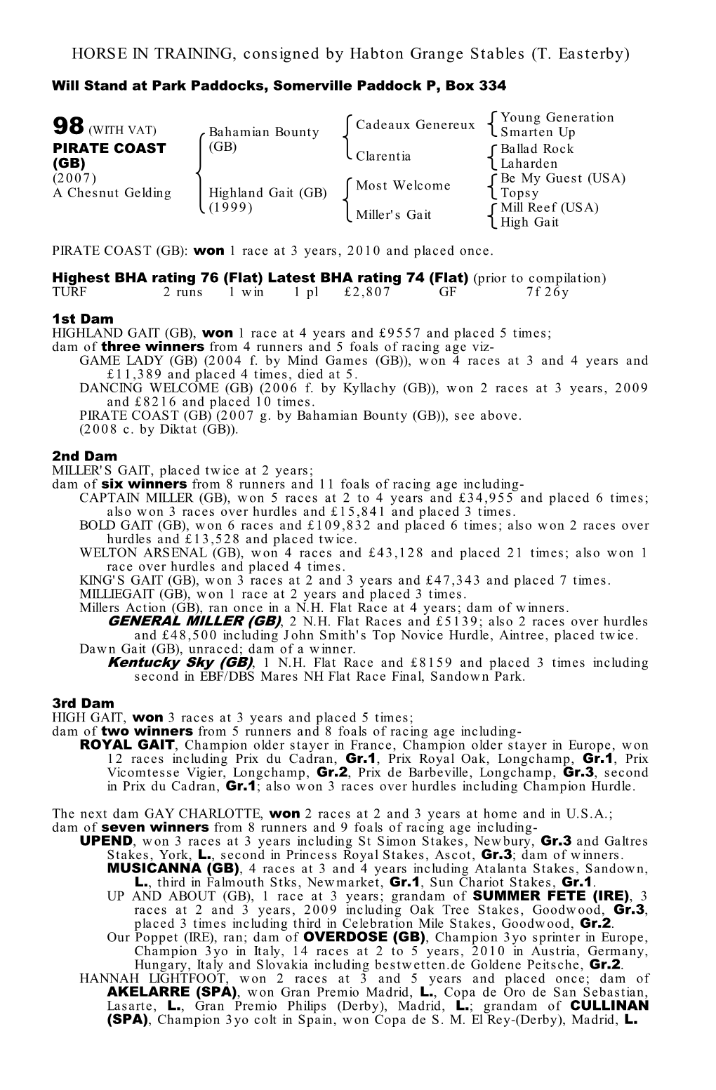 HORSE in TRAINING, Consigned by Conkwell Grange Stables (A