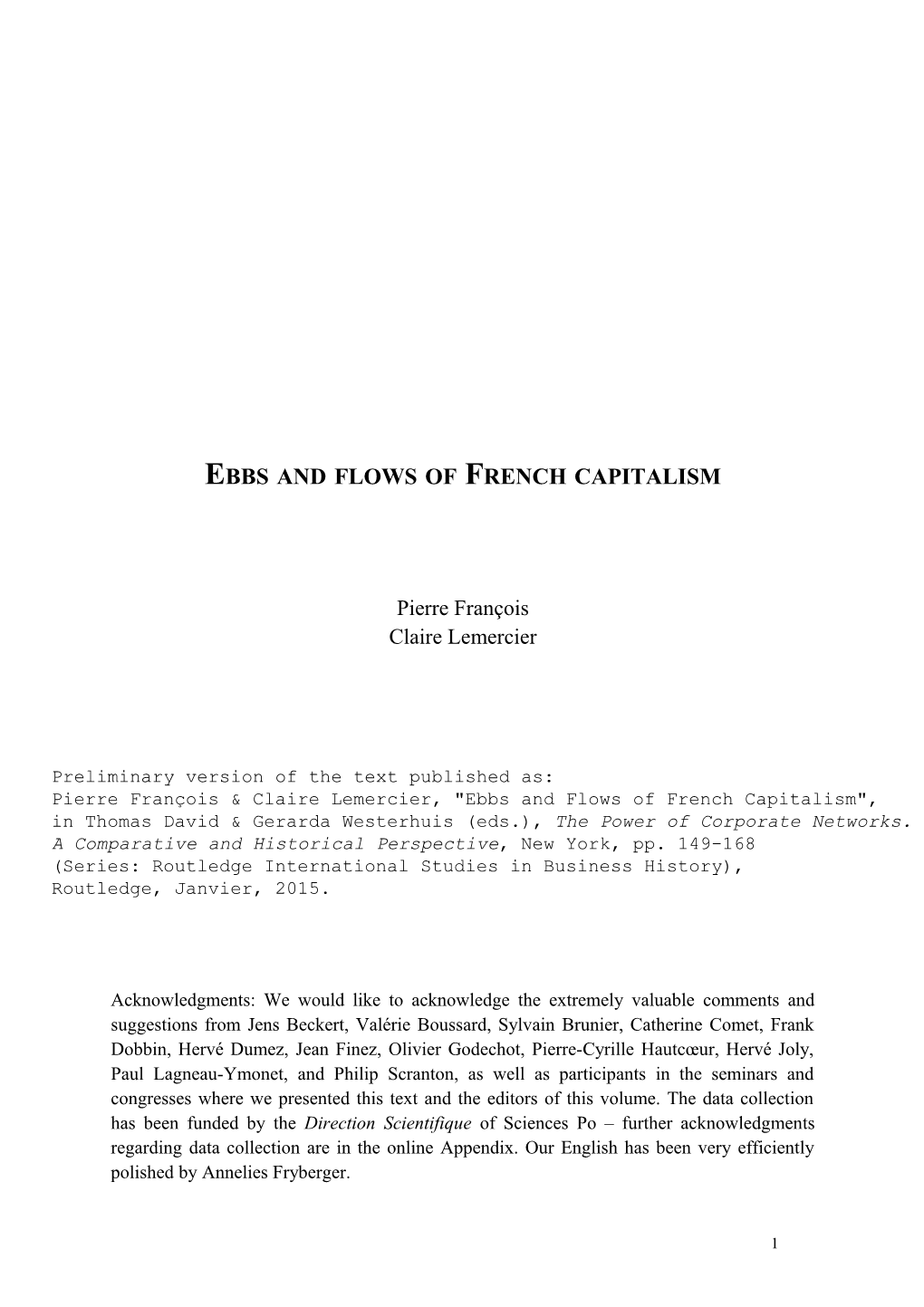 Ebbs and Flows of French Capitalism
