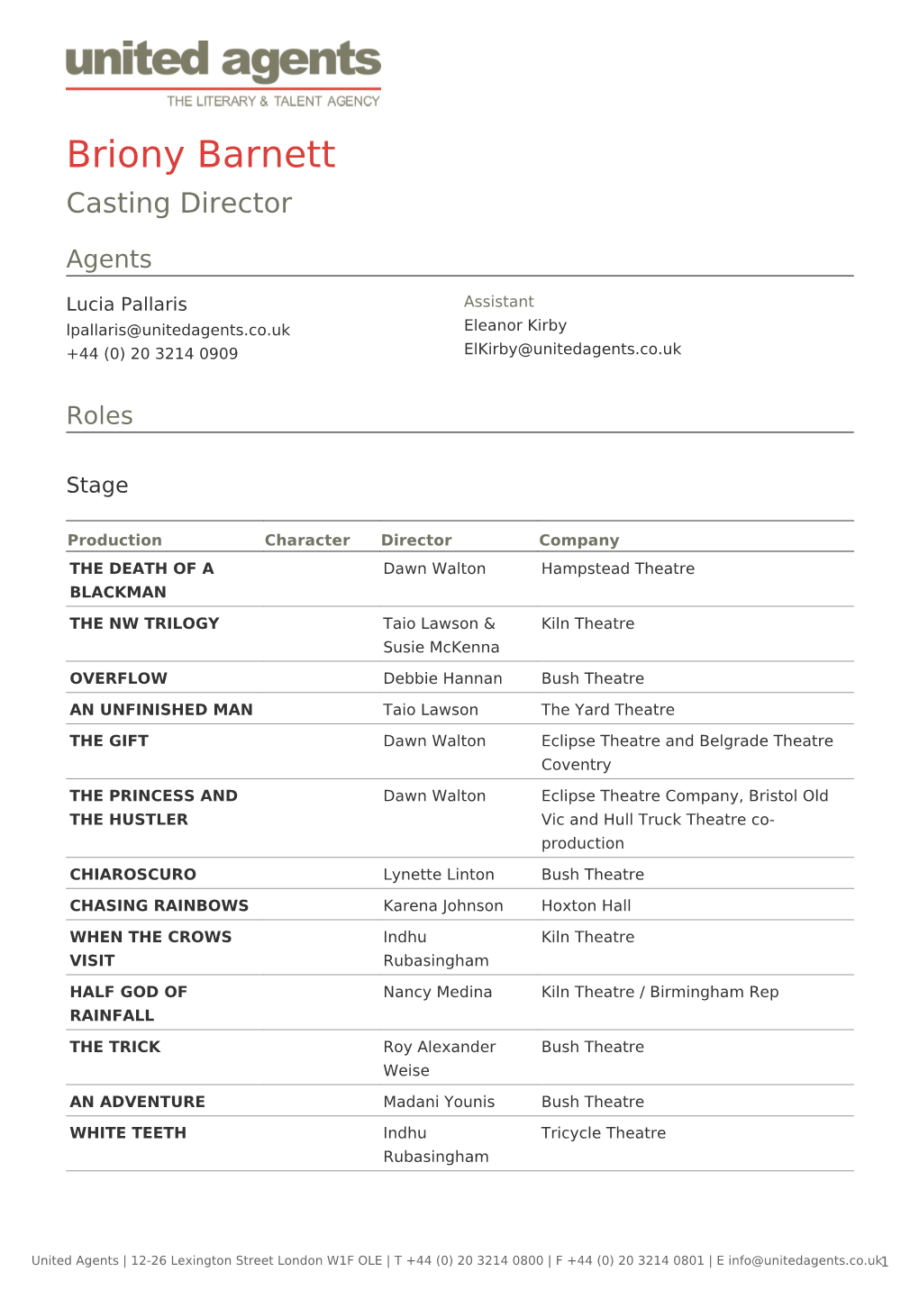 Briony Barnett Casting Director