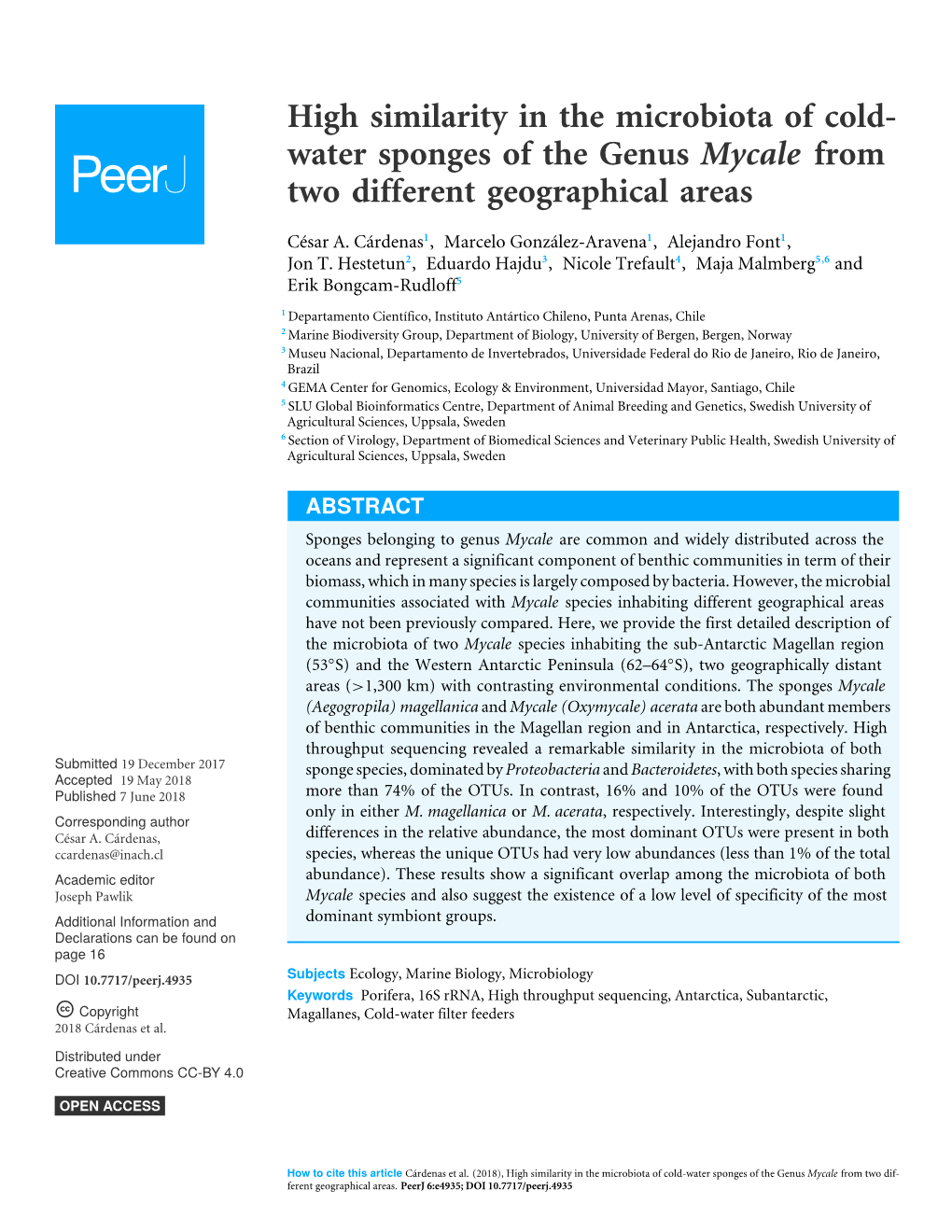 Water Sponges of the Genus Mycale from Two Different Geographical Areas