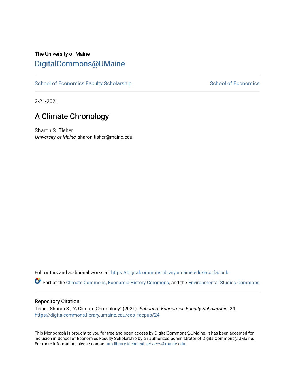 A Climate Chronology