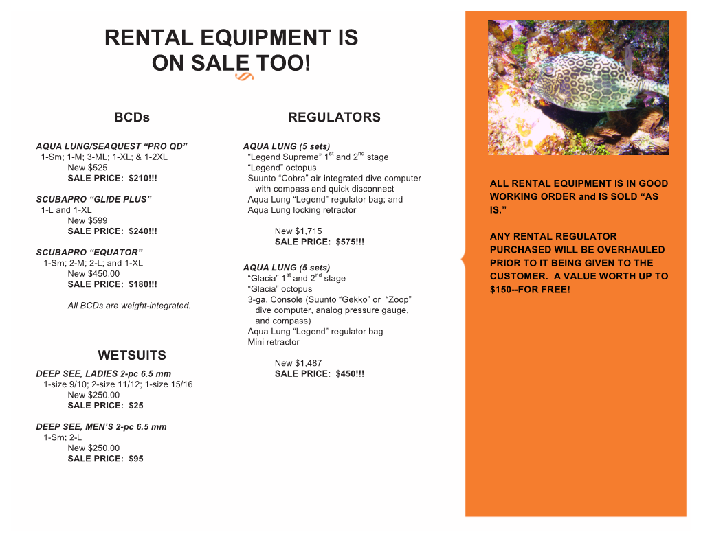 Rental Equipment Is on Sale Too!