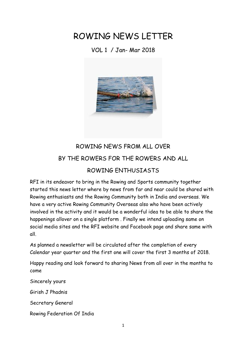 Rowing News Letter