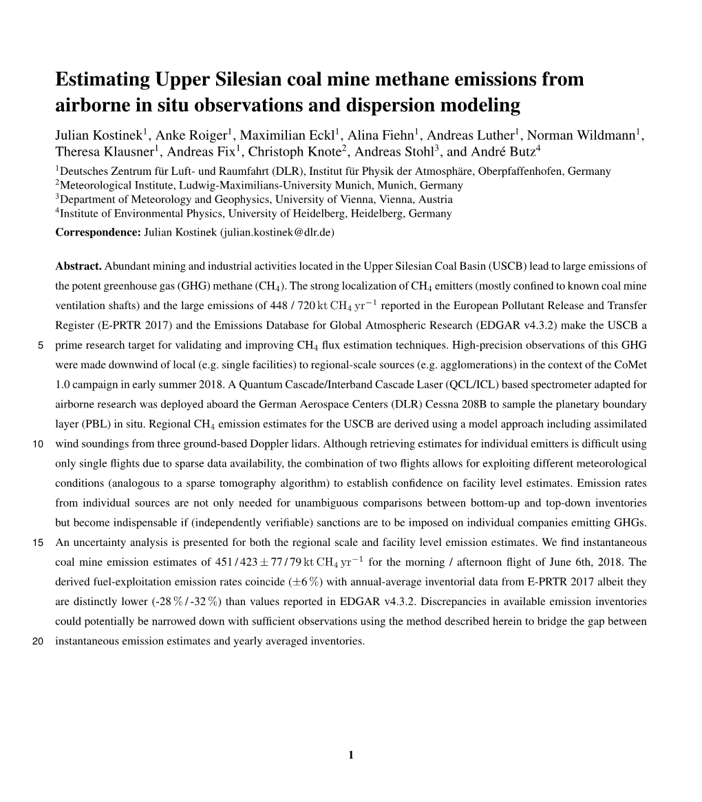 Estimating Upper Silesian Coal Mine Methane Emissions from Airborne In