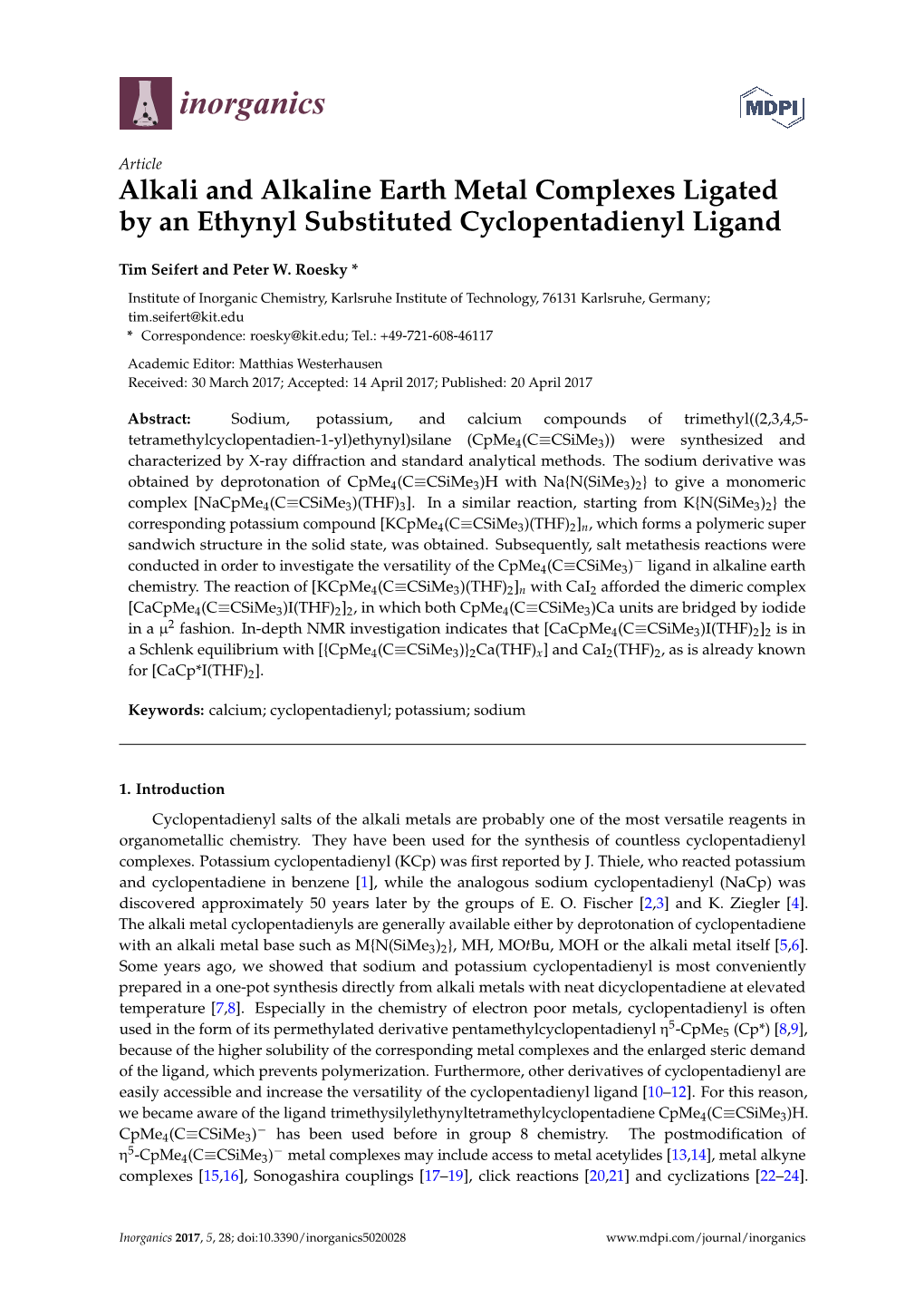 Alkali and Alkaline Earth Metal Complexes Ligated by an Ethynyl Substituted Cyclopentadienyl Ligand