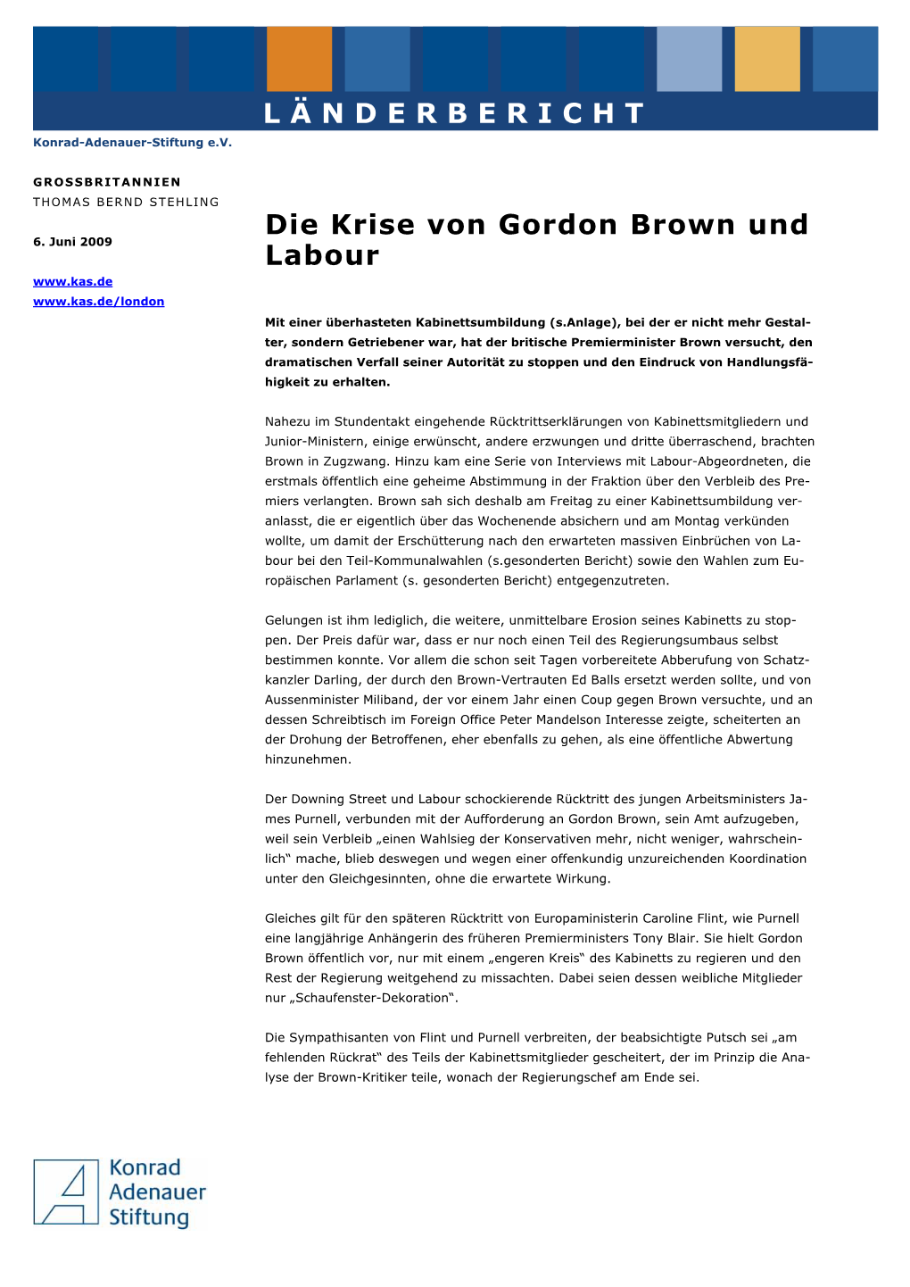 Die Krise Von Gordon Brown Und Labour