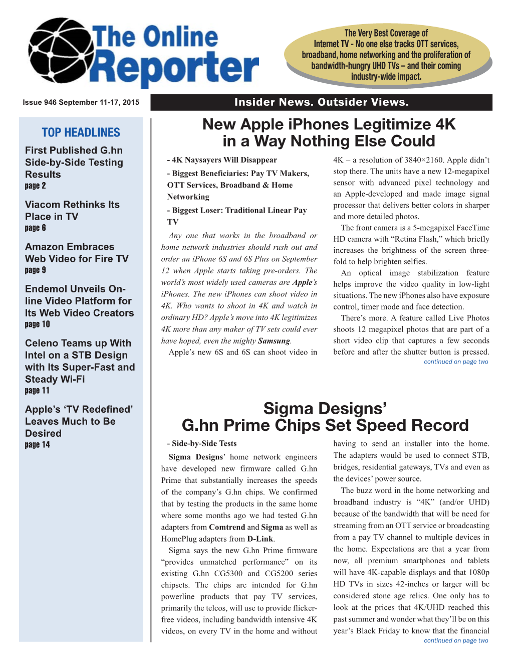 The Online Reporter, Issue