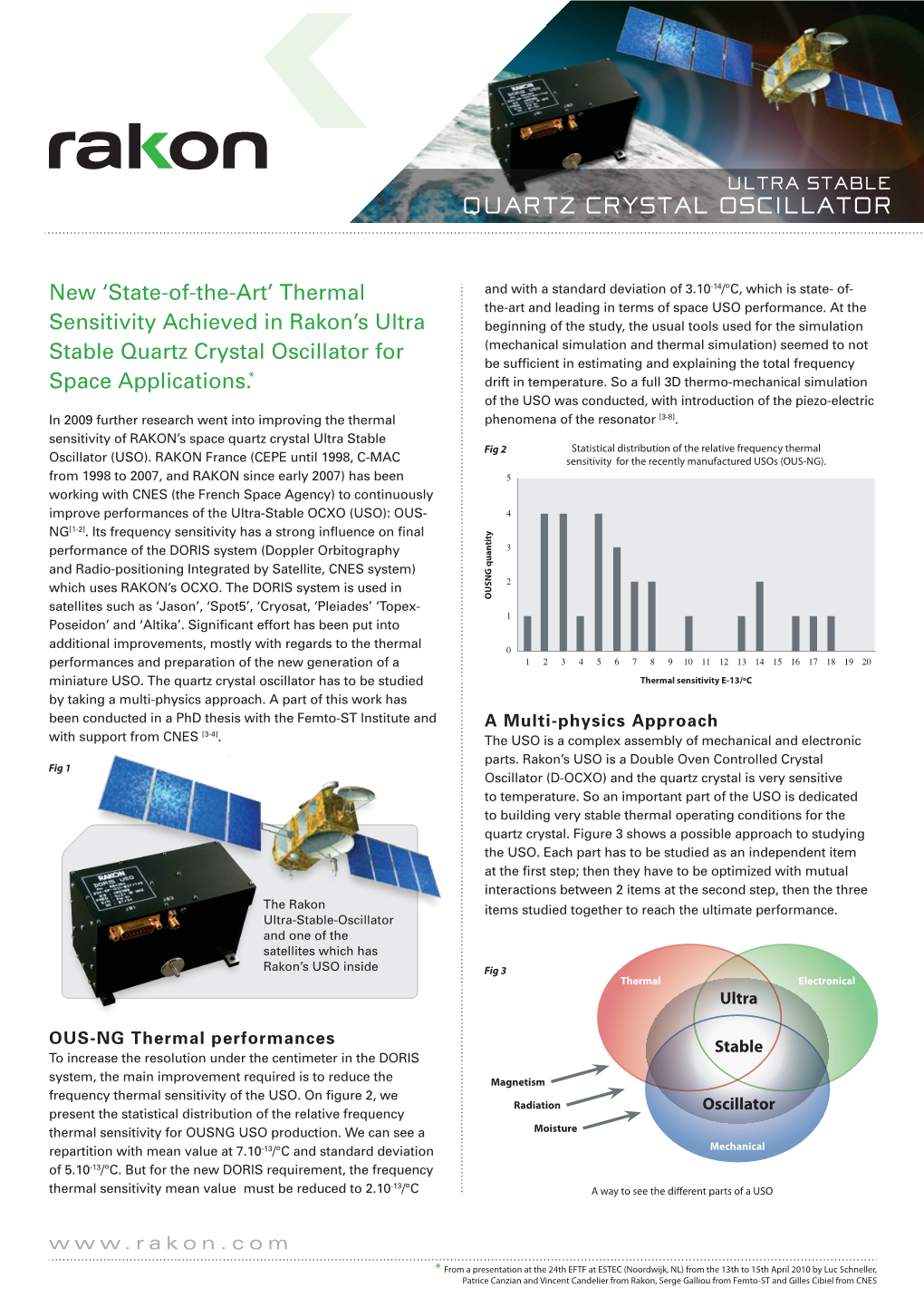 Thermal Sensitivity Achieved in Rakon's Ultra Stable Quartz Crystal Oscillator for Space Applicatio