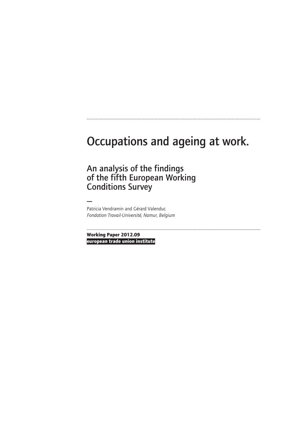 Occupations and Ageing at Work