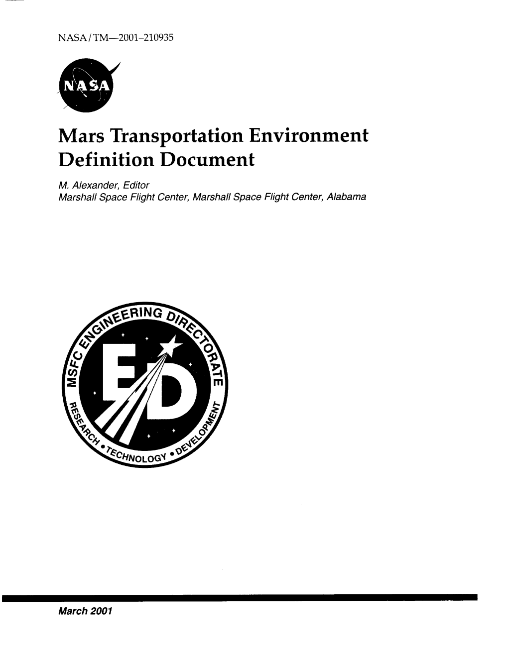 Mars Transportation Environment Definition Document