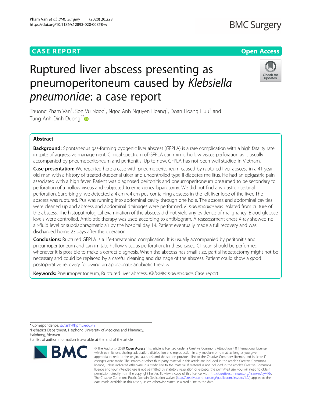 Ruptured Liver Abscess Presenting As Pneumoperitoneum