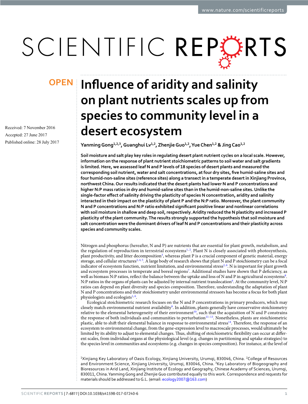 Influence of Aridity and Salinity on Plant Nutrients Scales Up
