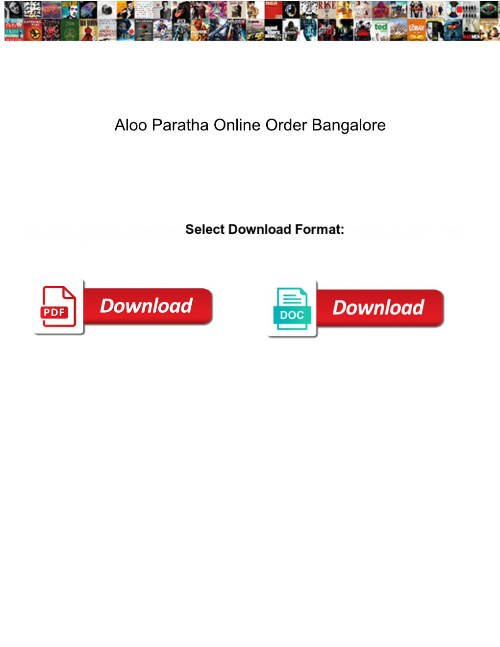Aloo Paratha Online Order Bangalore