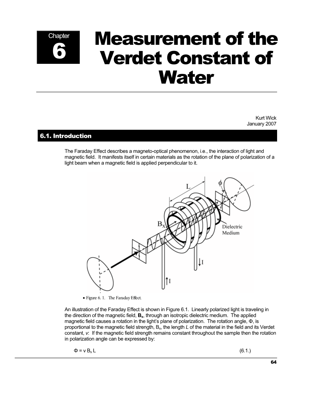 Measurement of the Verdet Constant of Water