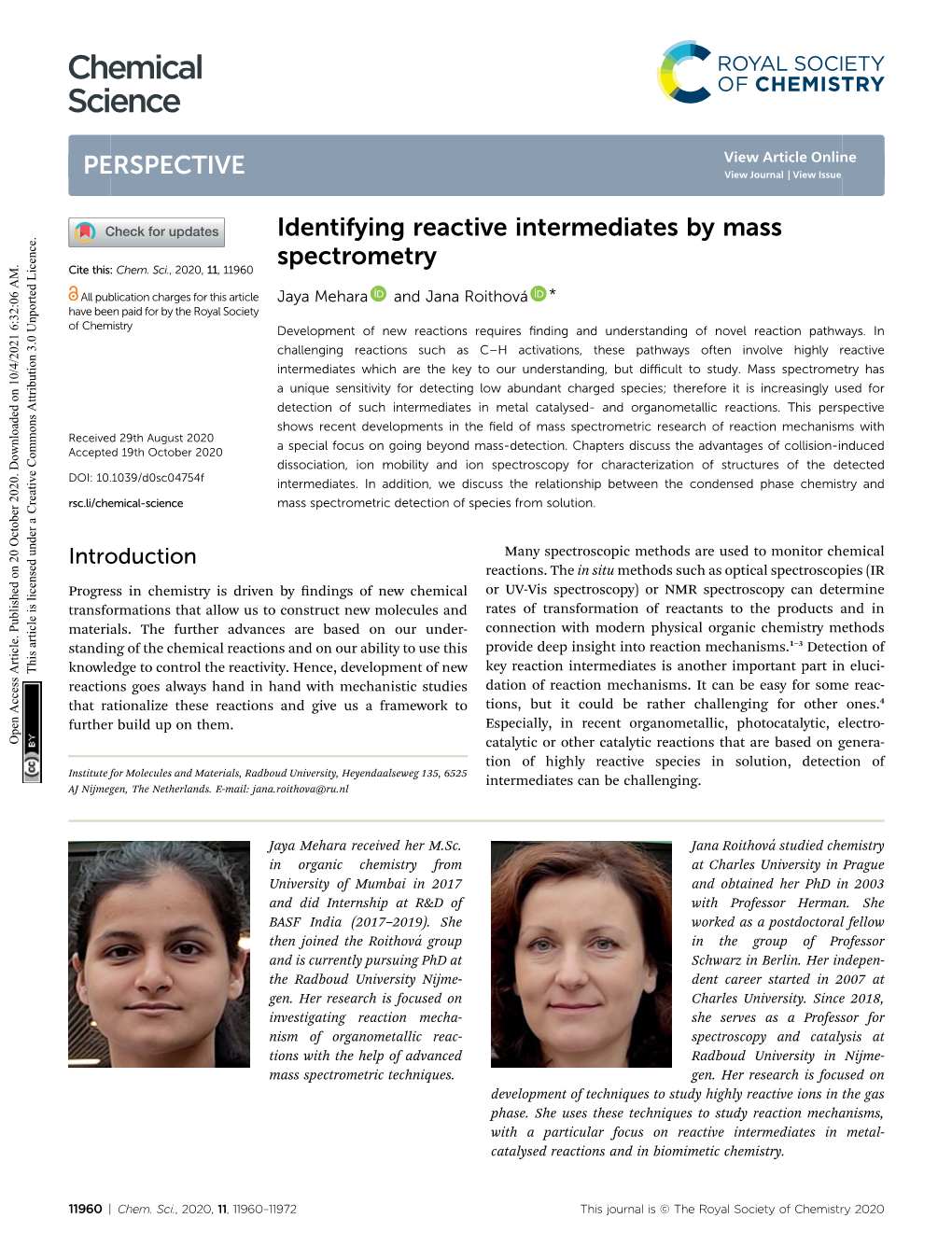 Identifying Reactive Intermediates by Mass Spectrometry Cite This: Chem