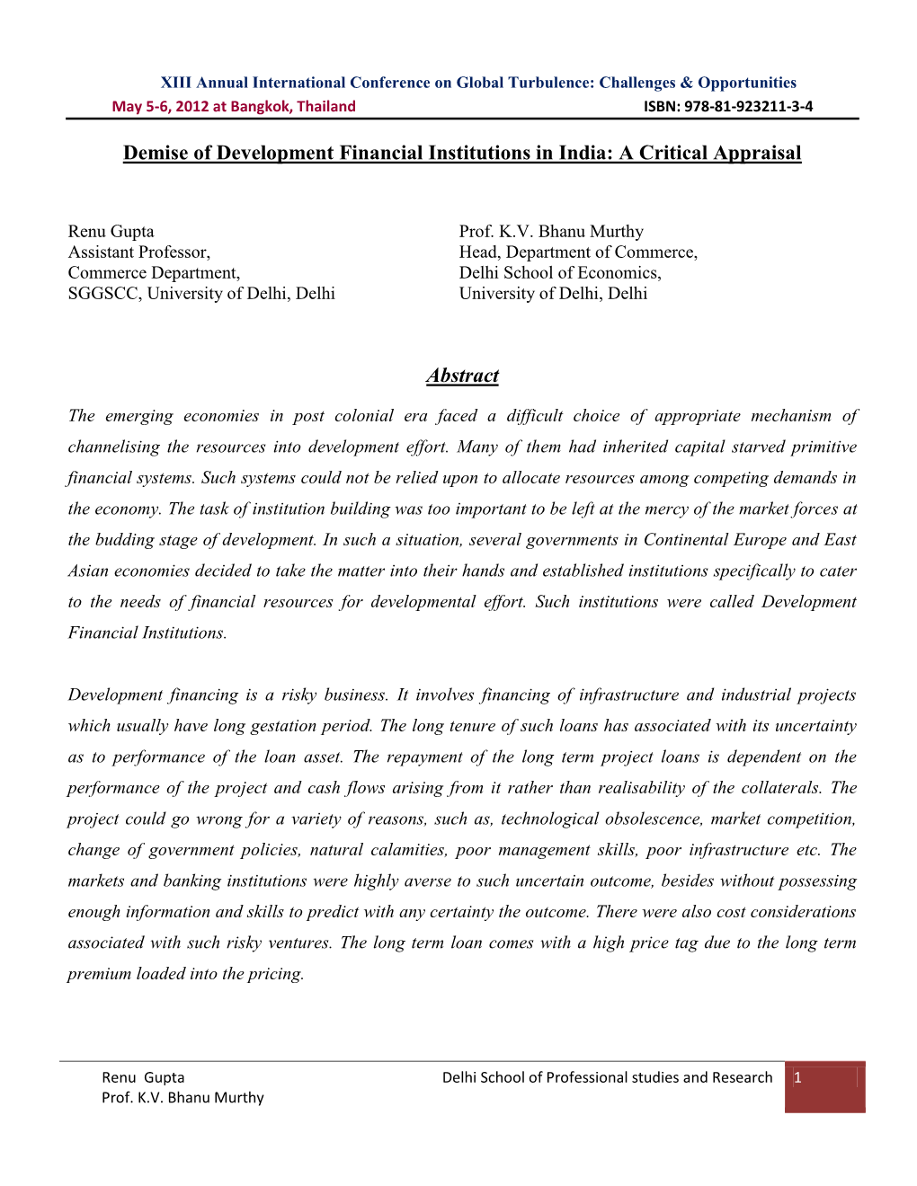 Demise of Development Financial Institutions in India: a Critical Appraisal