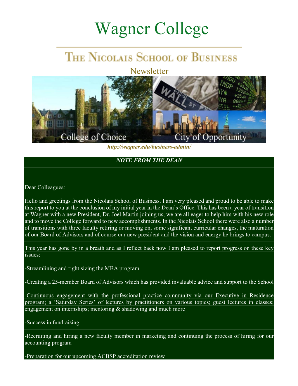 Business Newsletter Vol. 16, Issue: 2019