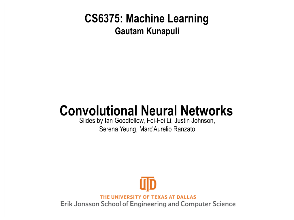 Convolutional Neural Networks Slides by Ian Goodfellow, Fei-Fei Li, Justin Johnson, Serena Yeung, Marc'aurelio Ranzato a Bit of History