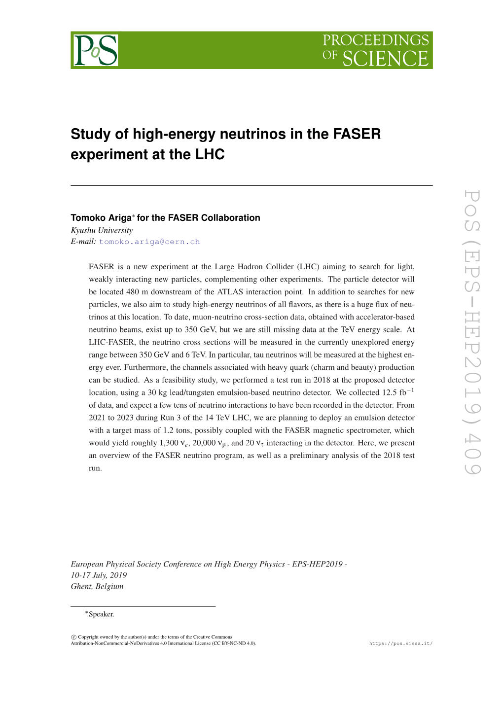 Pos(EPS-HEP2019)409 1 − Interacting in the Detector