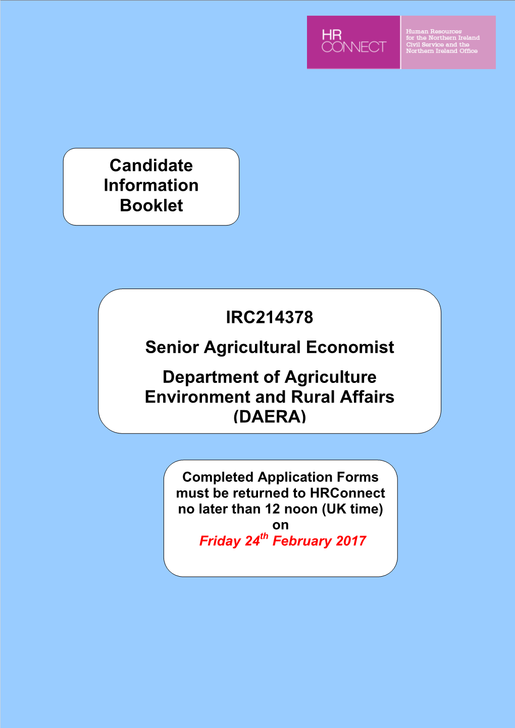Candidate Information Booklet IRC214378 Senior Agricultural