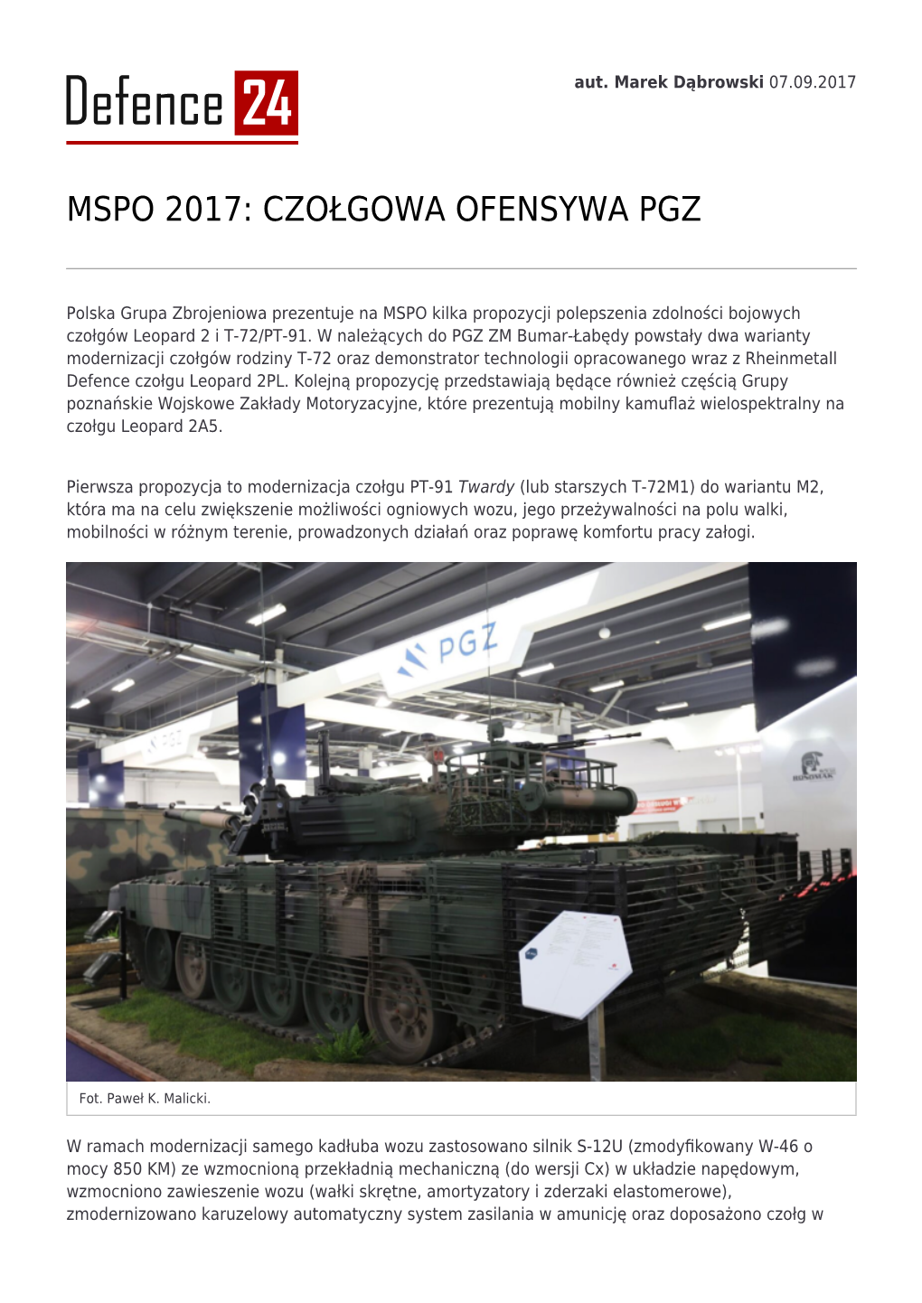 Mspo 2017: Czołgowa Ofensywa Pgz