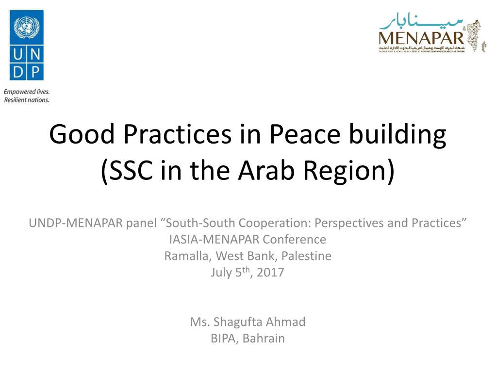 MENAPAR Panel “South-South Cooperation: Perspectives and Practices” IASIA-MENAPAR Conference Ramalla, West Bank, Palestine July 5Th, 2017