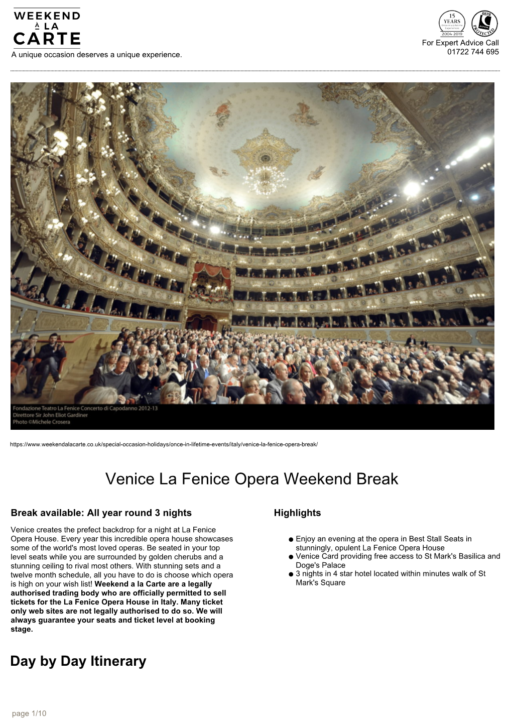 Venice La Fenice Opera Weekend Break