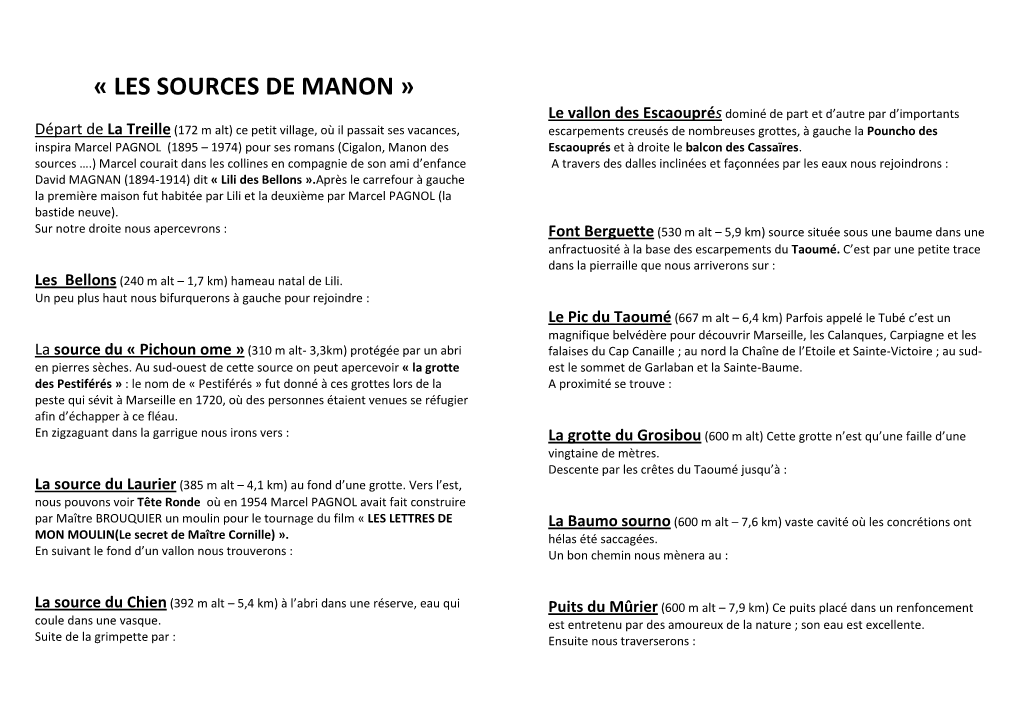 « Les Sources De Manon »